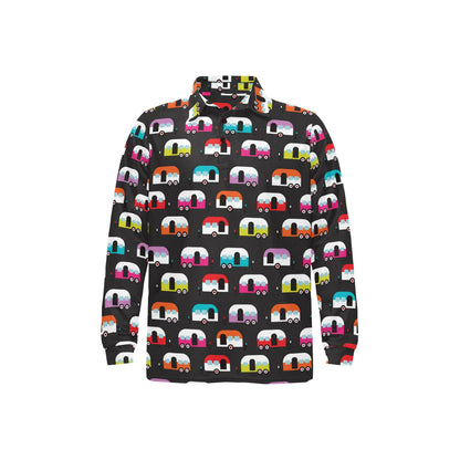 Camper Caravan Pattern Long Sleeve Polo Shirt For Men's