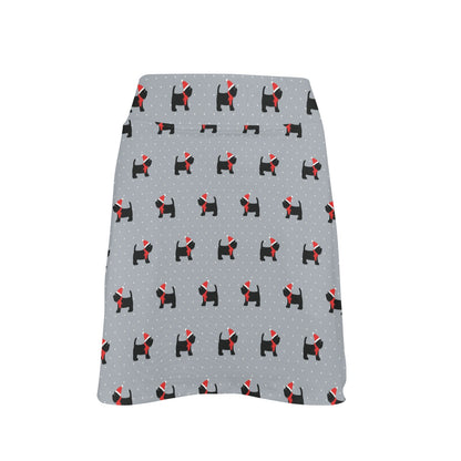 Scottish Christmas Themed Terriers Print Design LKS3018 17" Golf & Pickleball Skort with Pockets