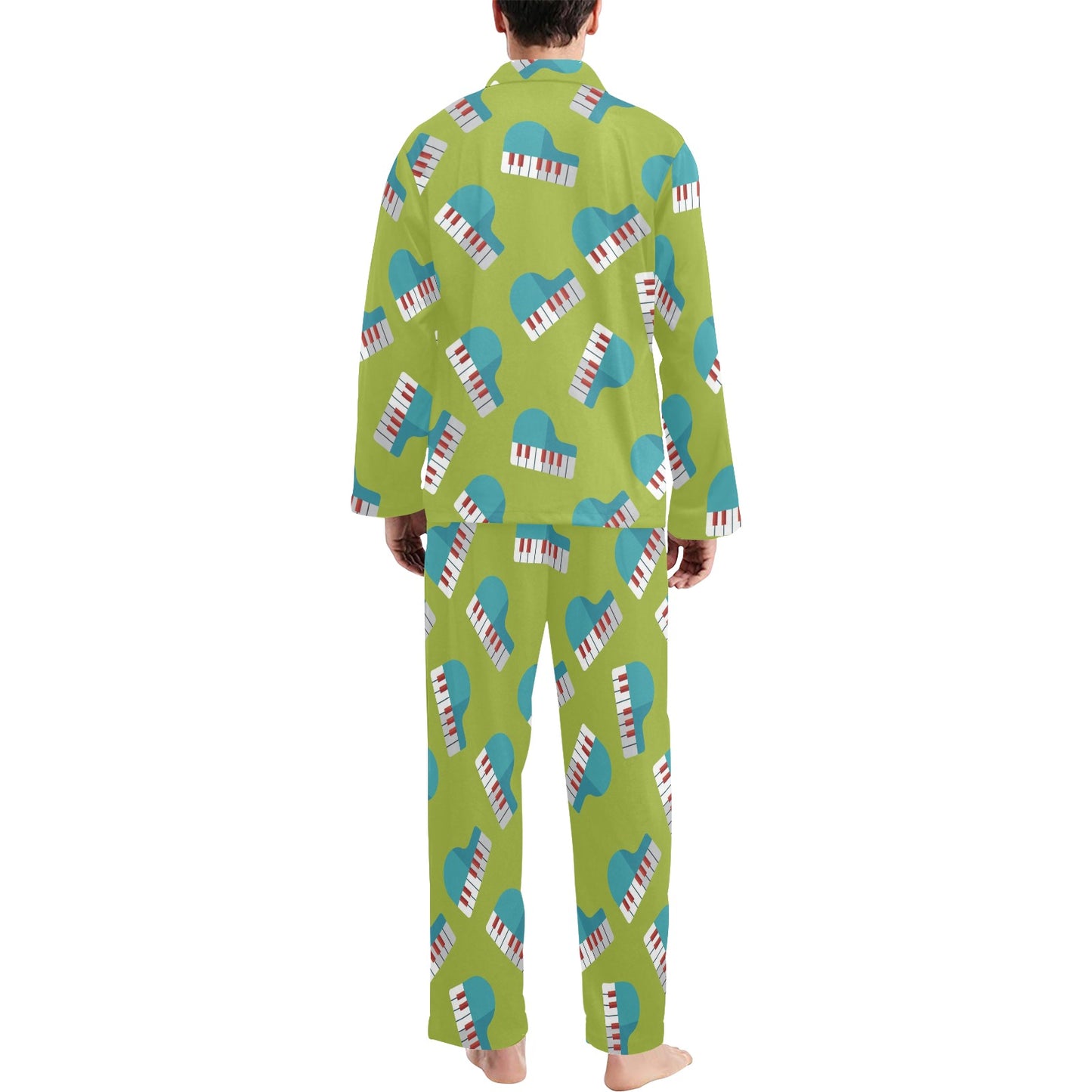 Piano Pattern Print Design 03 Men's Long Pajama Set