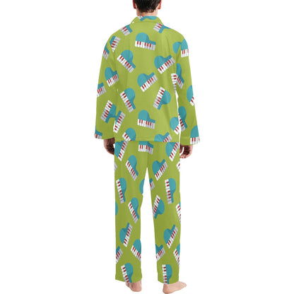 Piano Pattern Print Design 03 Men's Long Pajama Set