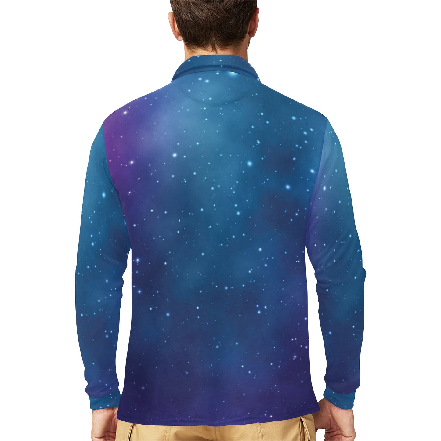 Nebula Pattern Print Design A01 Long Sleeve Polo Shirt For Men's