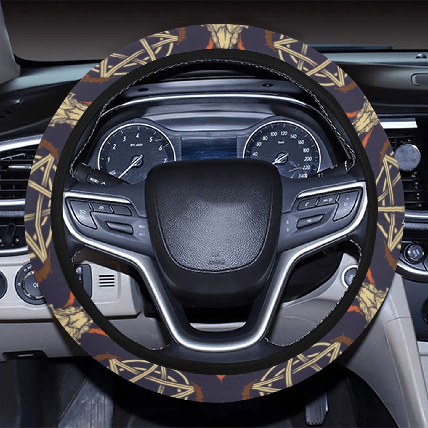 Buffalo Head Print Design LKS403 Steering Wheel Cover with Elastic Edge