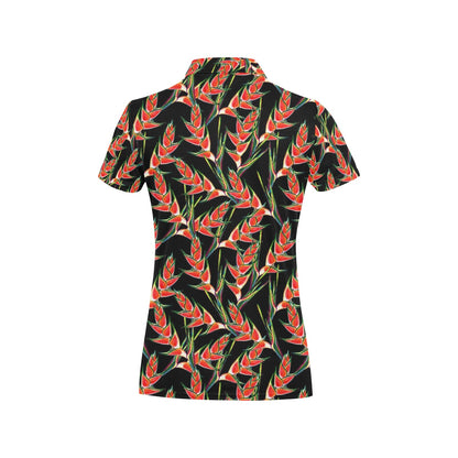 Heliconia Pattern Print Design HL010 Women's Polo Shirt