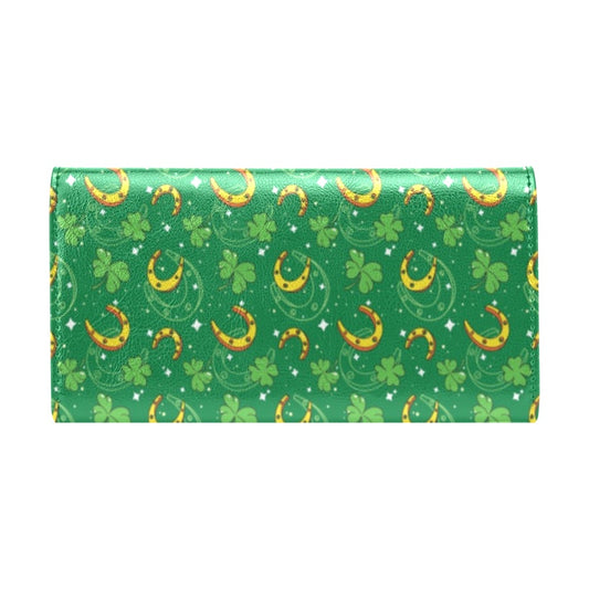Shamrock With Horse Shoes Print Design LKS305 Women's Trifold Wallet