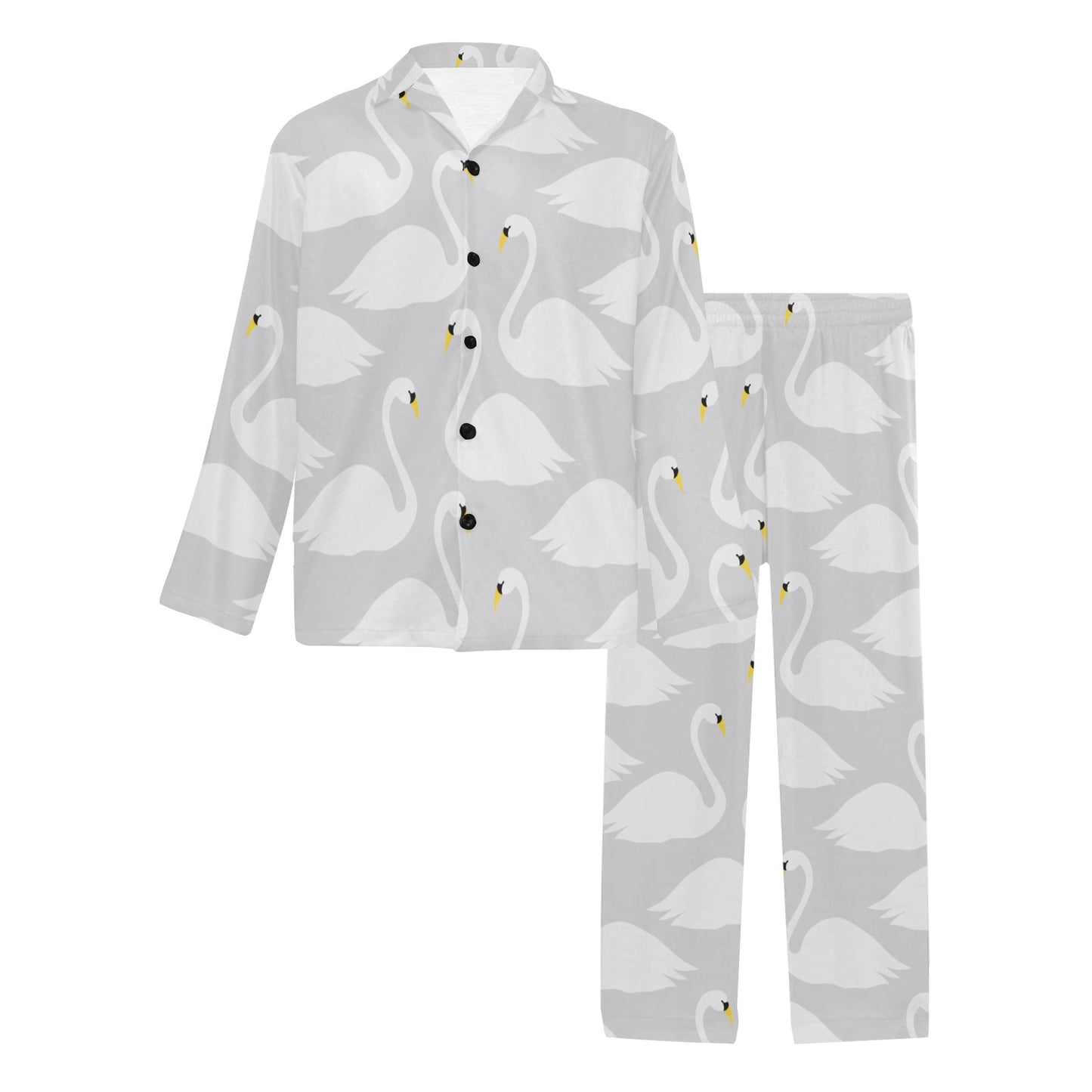 Swan Pattern Print Design 02 Men's Long Pajama Set