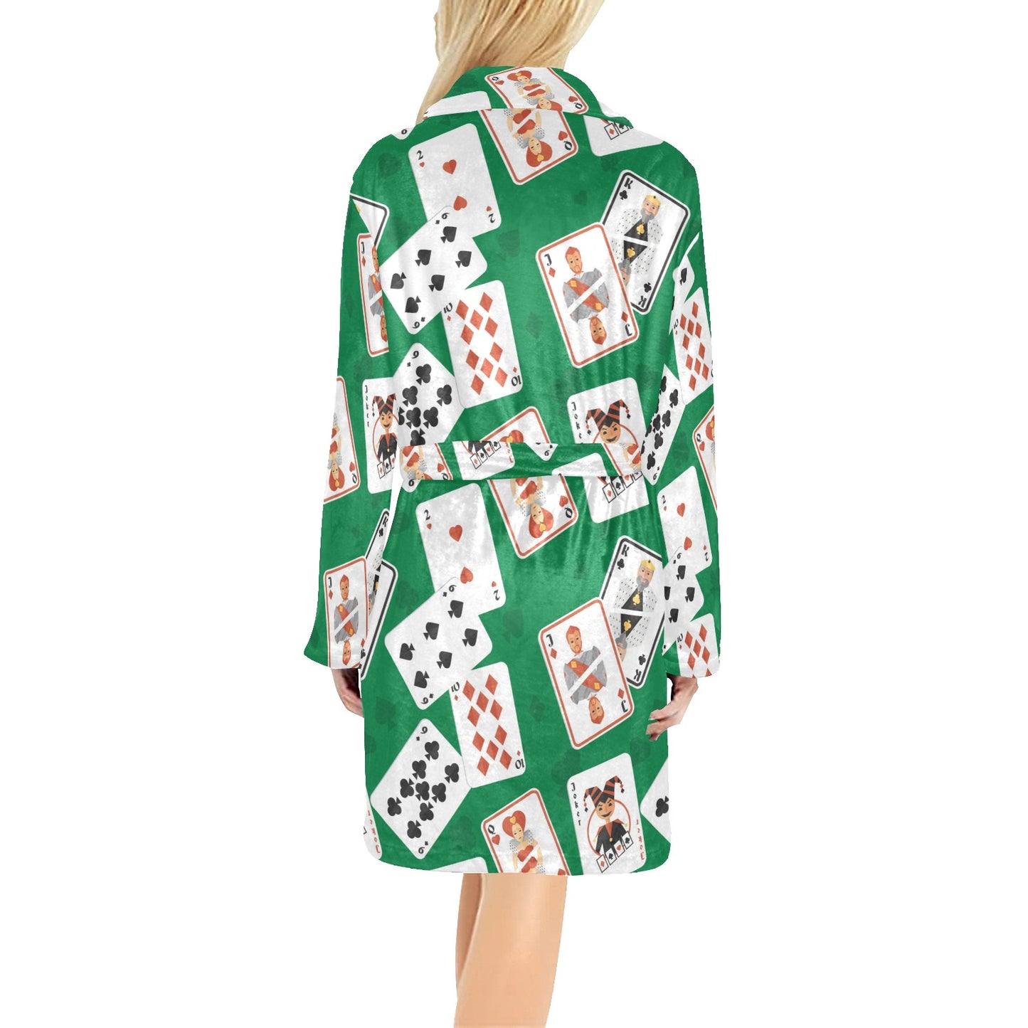 Poker Cards Pattern Print Design A03 Women's Fleece Robe