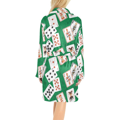Poker Cards Pattern Print Design A03 Women's Fleece Robe