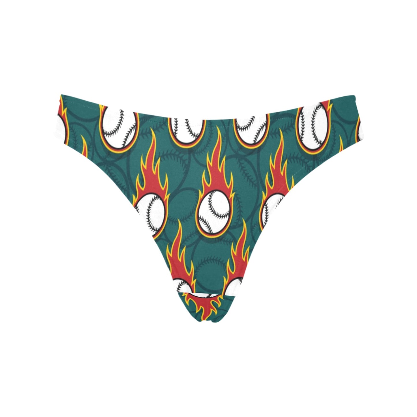 Baseball Fire Print Pattern Women's Thongs