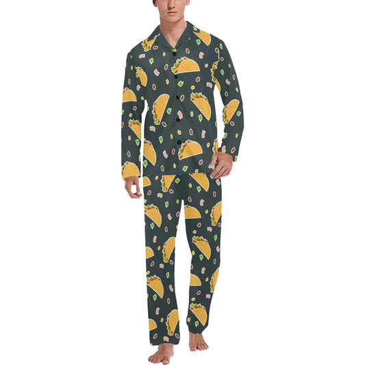 Taco Pattern Print Design TC02 Men's Long Pajama Set