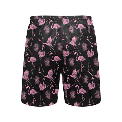 Flamingo Pink Print Pattern Men's Swim Trunks Beach Shorts