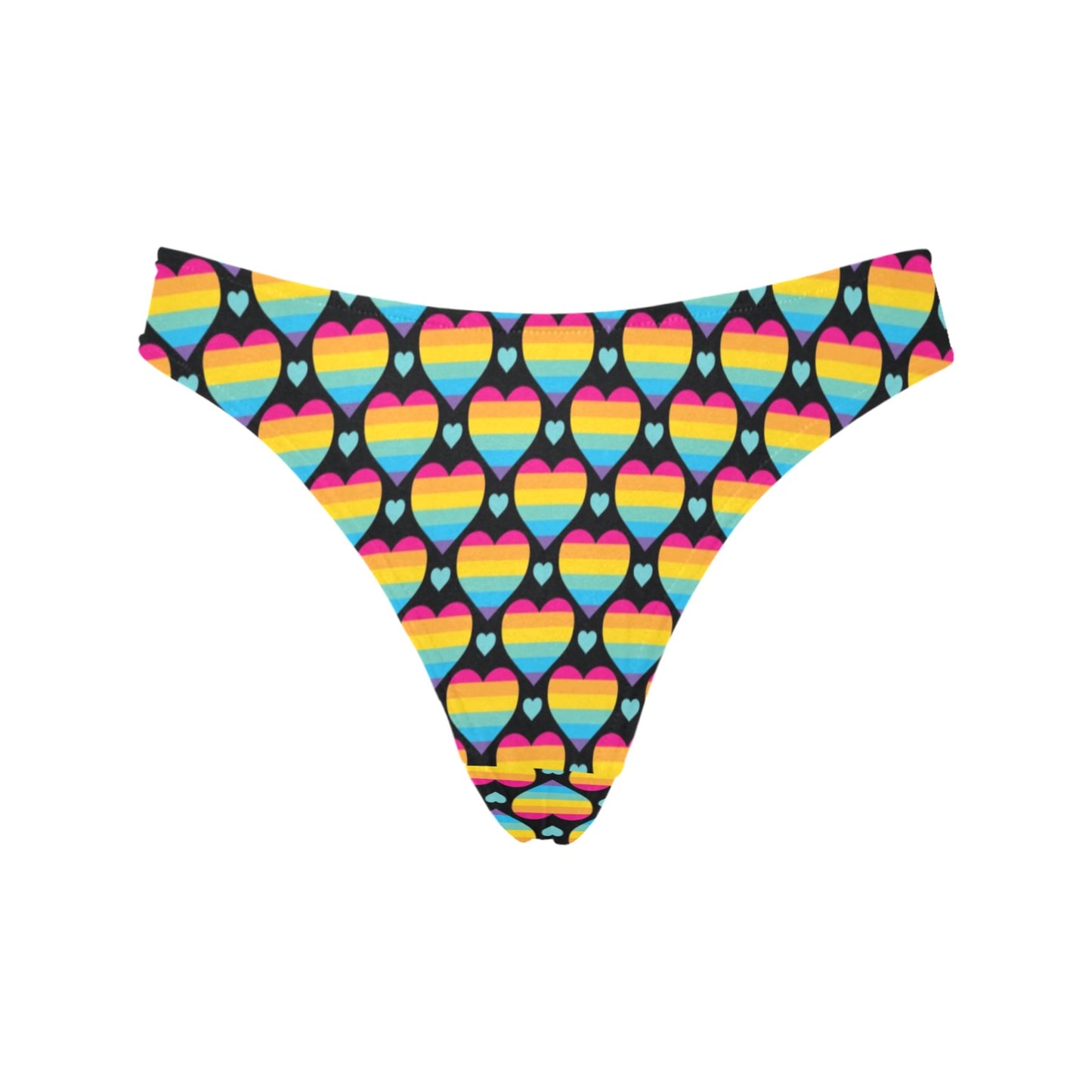 Rainbow Heart Print Pattern Women's Thongs