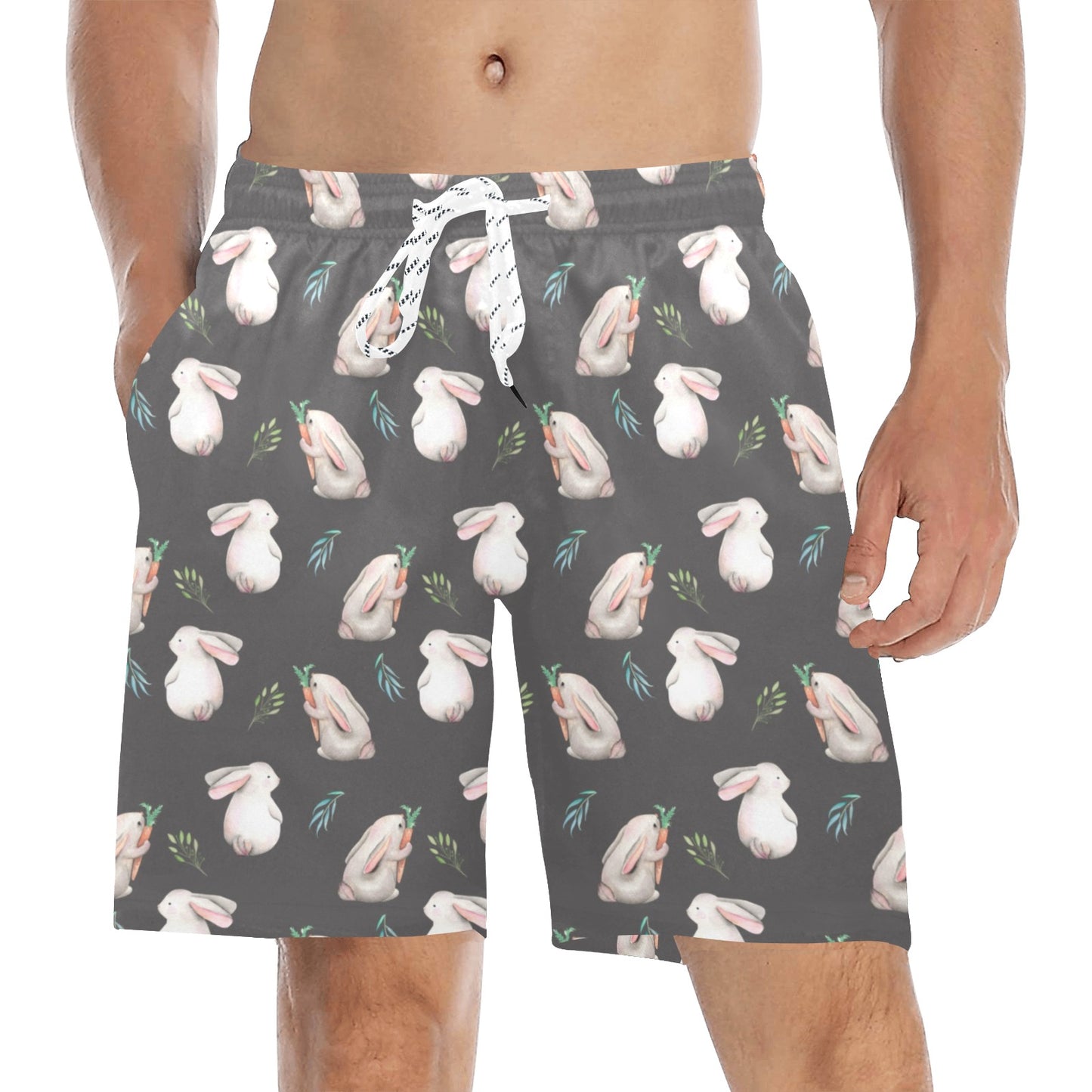 Rabbit Print Design LKS402 Men's Swim Trunks Beach Shorts