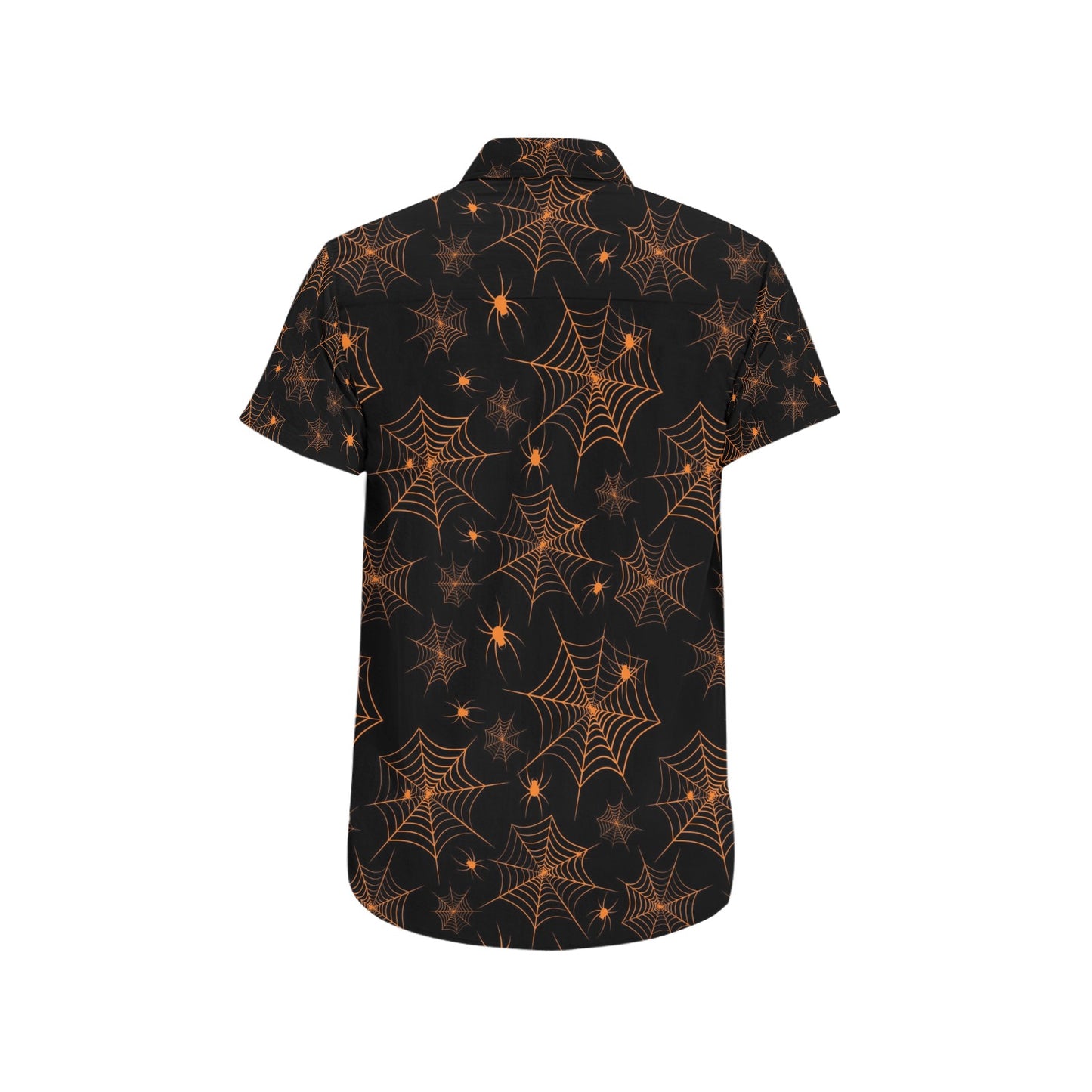 Spider Web Print Design LKS306 Men Short Sleeve Button Up Shirt