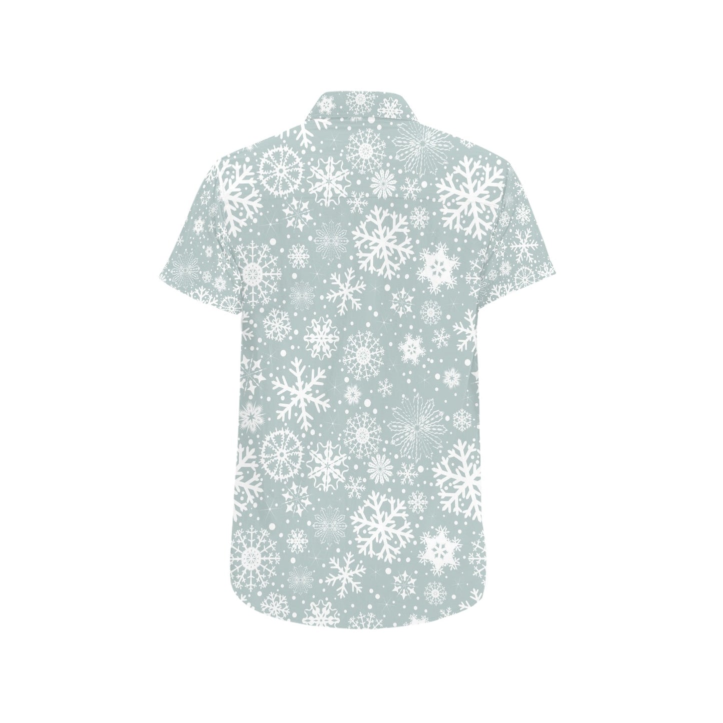 Snowflake Print Design LKS303 Men Short Sleeve Button Up Shirt