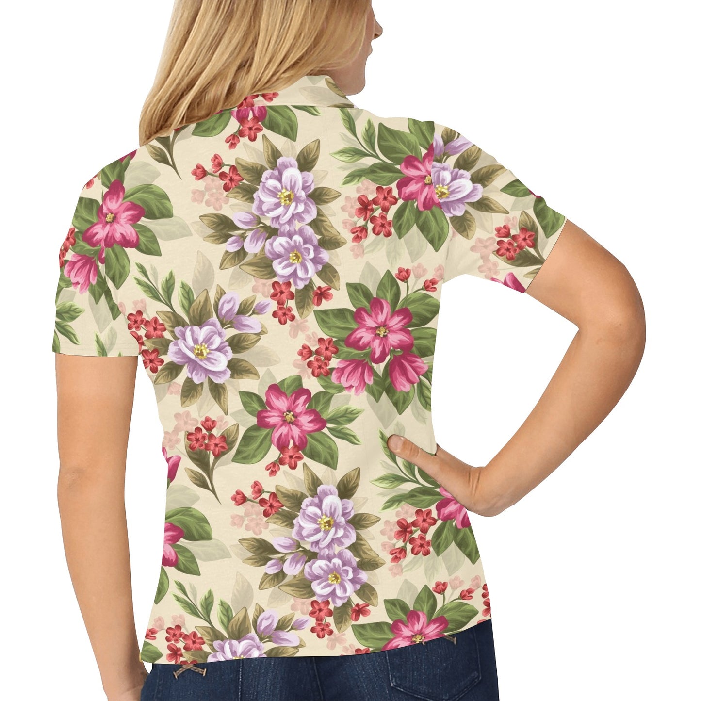 Summer Floral Pattern Print Design SF08 Women's Polo Shirt
