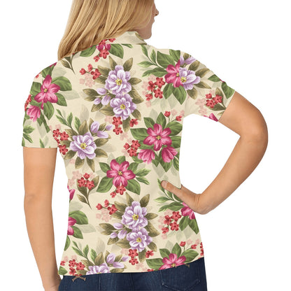 Summer Floral Pattern Print Design SF08 Women's Polo Shirt