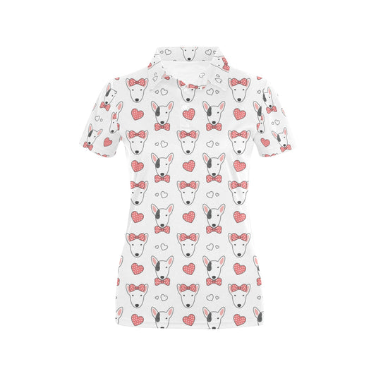 Bull Terriers Pattern Print Design 08 Women's Polo Shirt