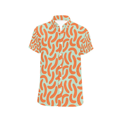 Sausage Print Design LKS304 Men Short Sleeve Button Up Shirt