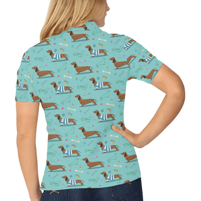 Dachshund Paw Decorative Print Pattern Women's Polo Shirt