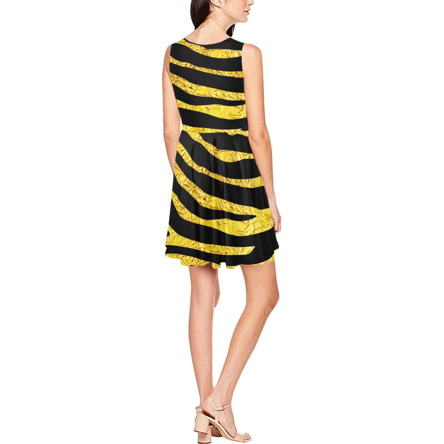 zebra Gold Sleeveless Dress
