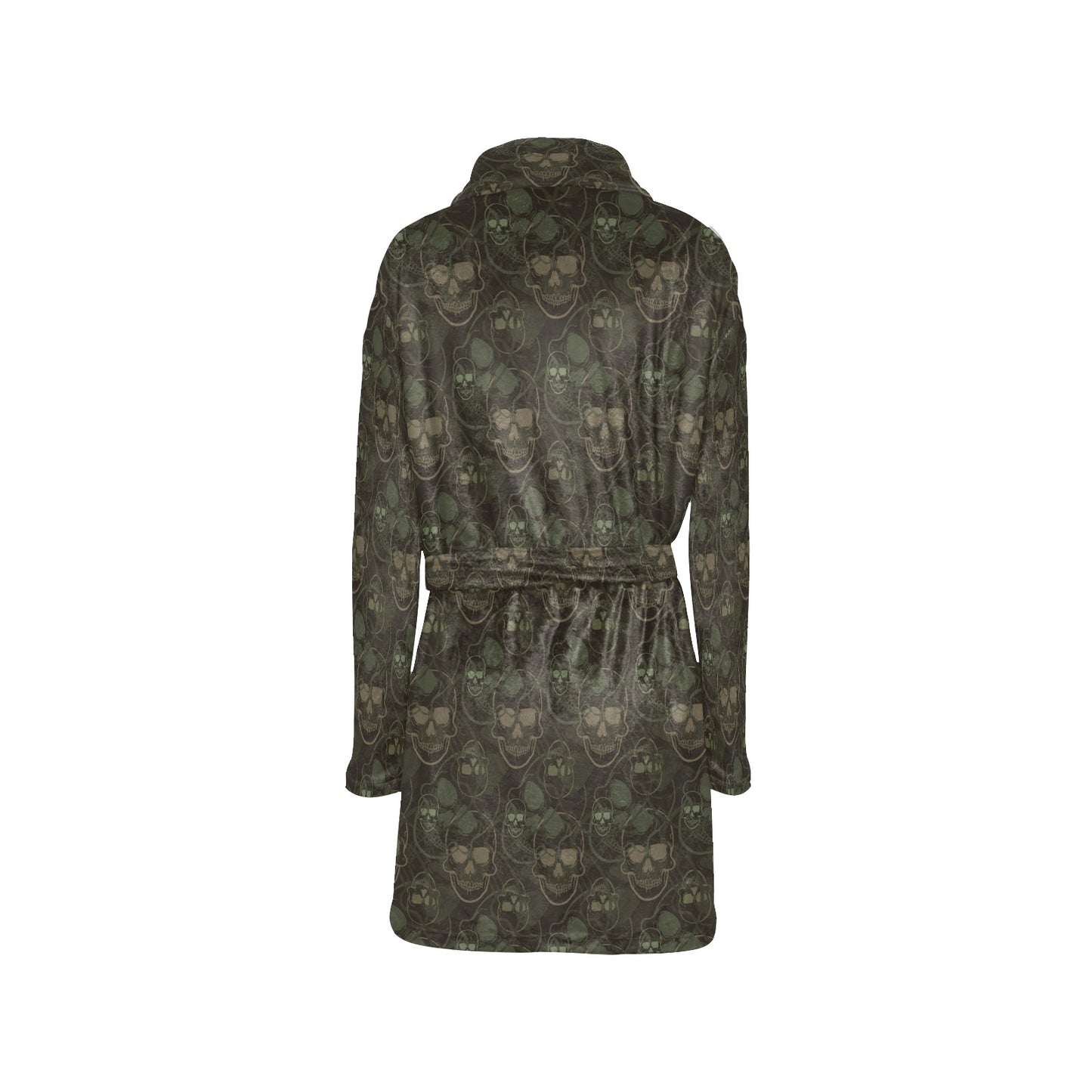 Skull Camo Style Print Design LKS308 Women's Fleece Robe