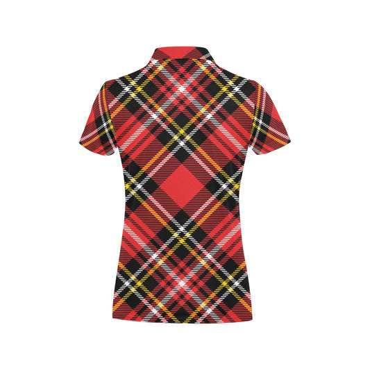 Plaid Red Pattern Print Design A03 Women's Polo Shirt