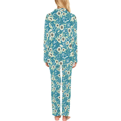 Anemone Pattern Print Design 01 Women's Long Pajama Set