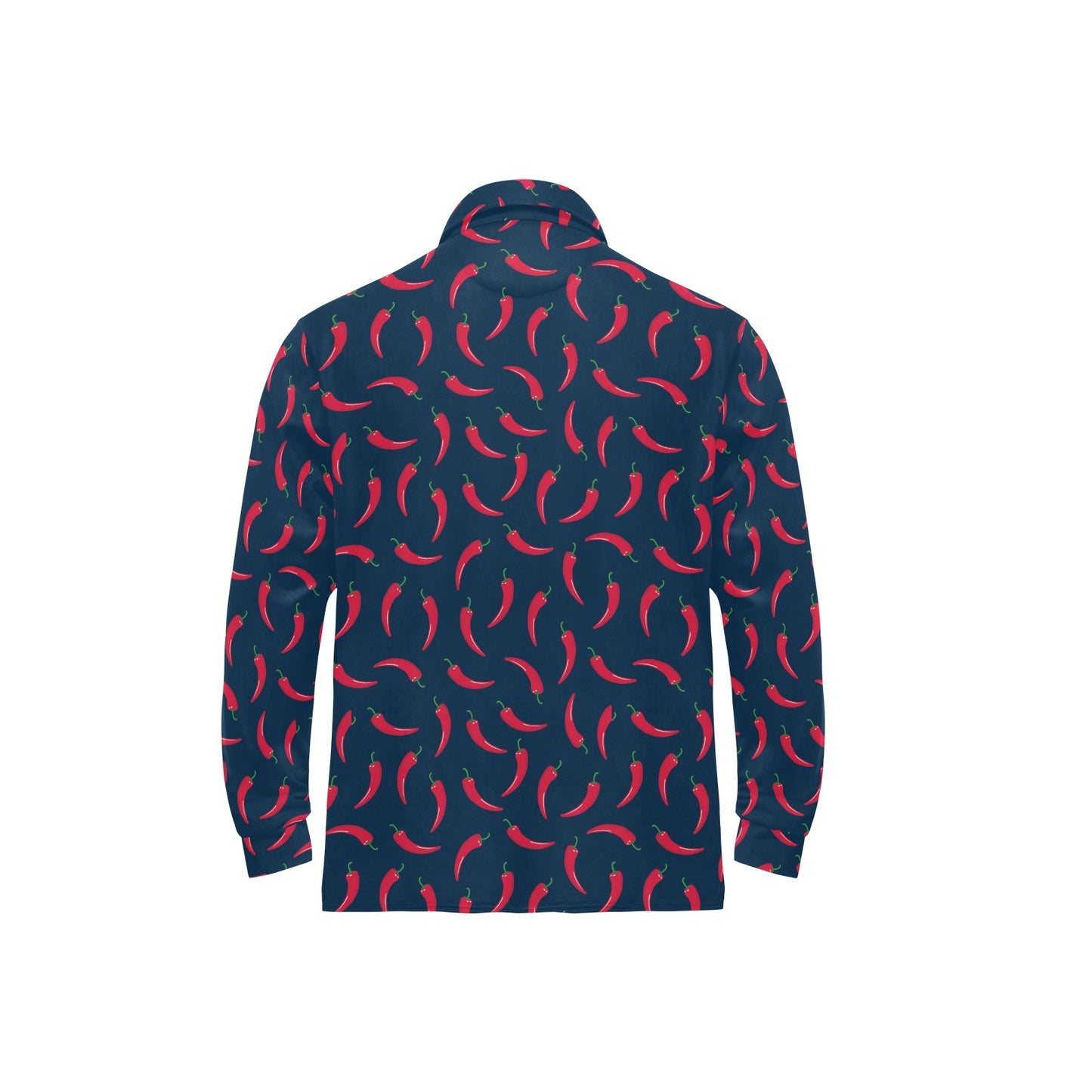 Chilli Pepper Pattern Print Design 03 Long Sleeve Polo Shirt For Men's