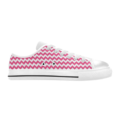 Chevron Print Design LKS402 Women's White Low Top Shoes