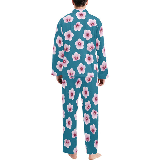 Cherry Blossom Pattern Print Design CB08 Men's Long Pajama Set