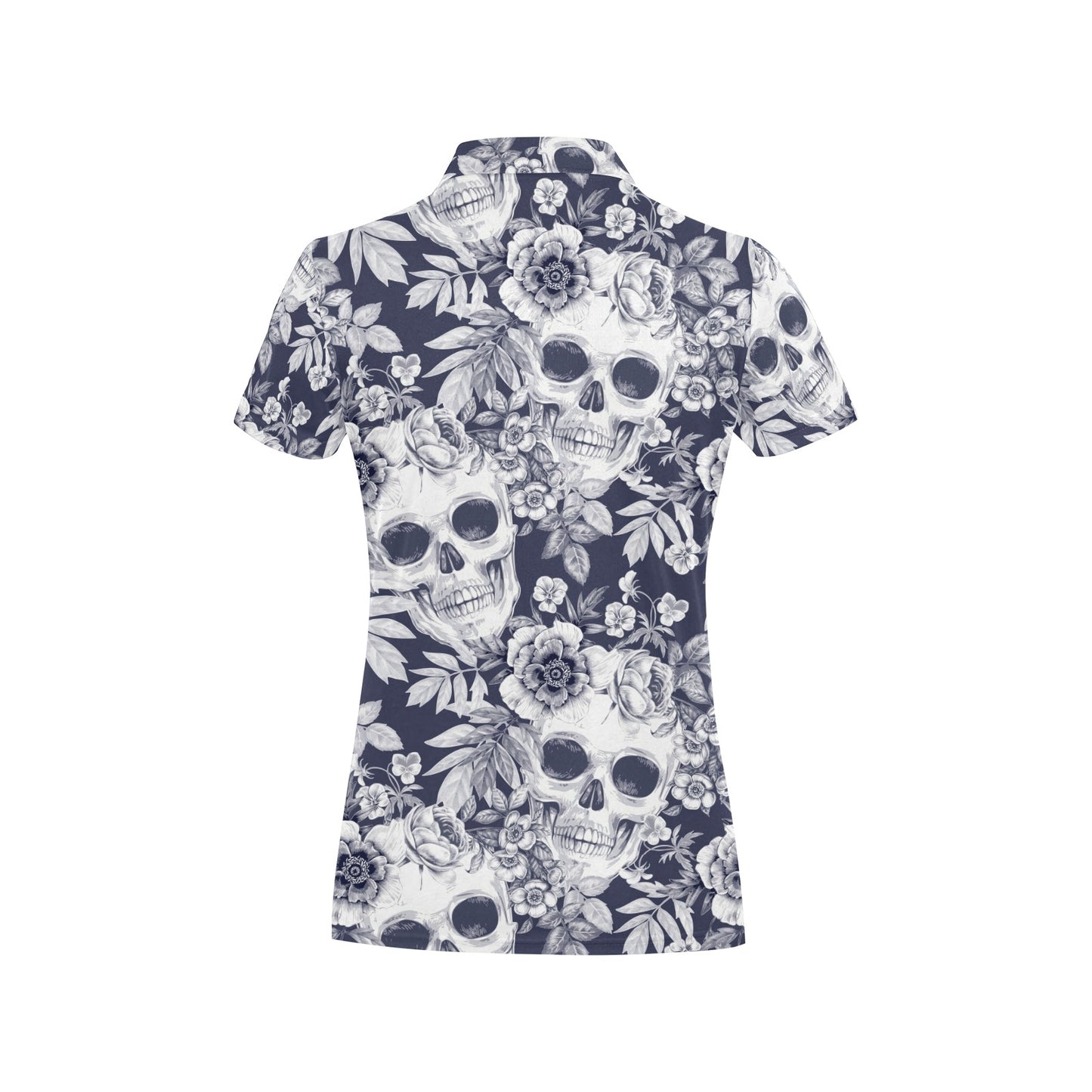 Skull Floral Beautiful Women's Polo Shirt