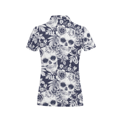 Skull Floral Beautiful Women's Polo Shirt