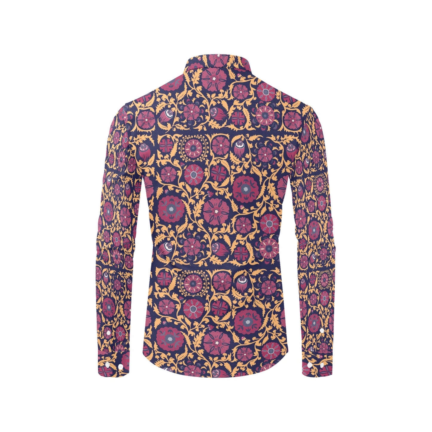 Suzani Print Design LKS303 Men's Long Sleeve Dress Shirt