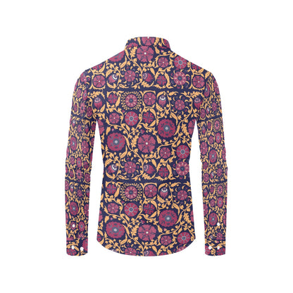 Suzani Print Design LKS303 Men's Long Sleeve Dress Shirt