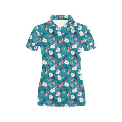 Butterfly Pattern Print Design 012 Women's Polo Shirt
