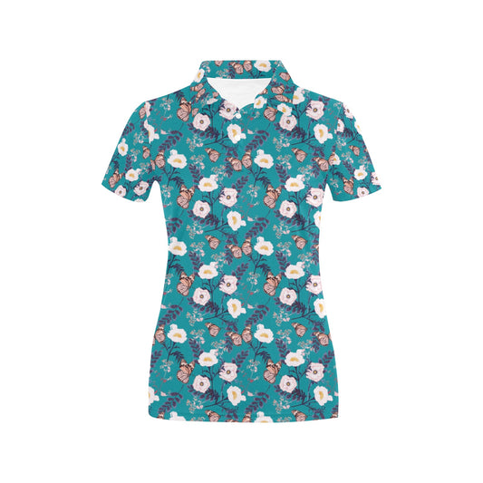 Butterfly Pattern Print Design 012 Women's Polo Shirt