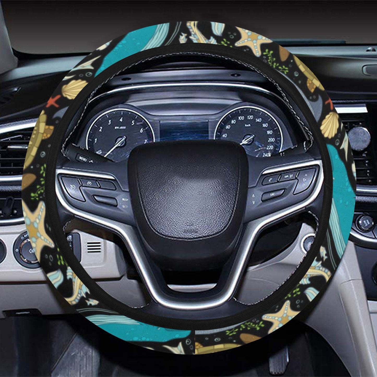 Underwater Animal Print Design LKS301 Steering Wheel Cover with Elastic Edge