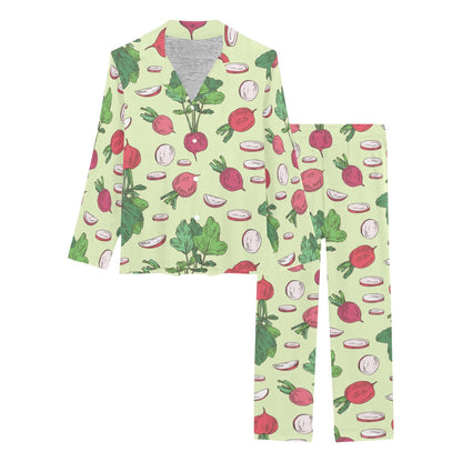 Radish Pattern Print Design A04 Women's Long Pajama Set