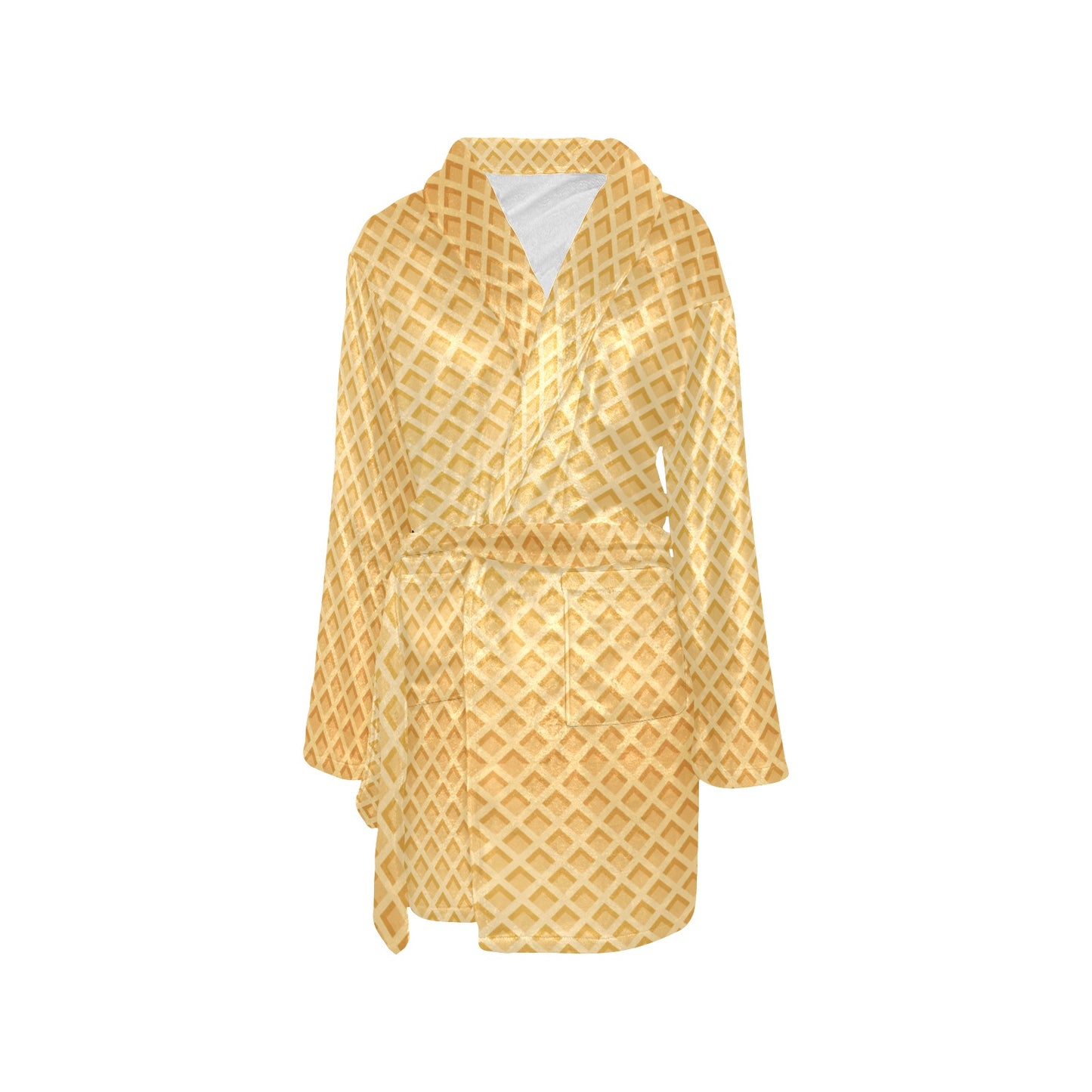 Waffle Texture Print Design LKS302 Women's Fleece Robe
