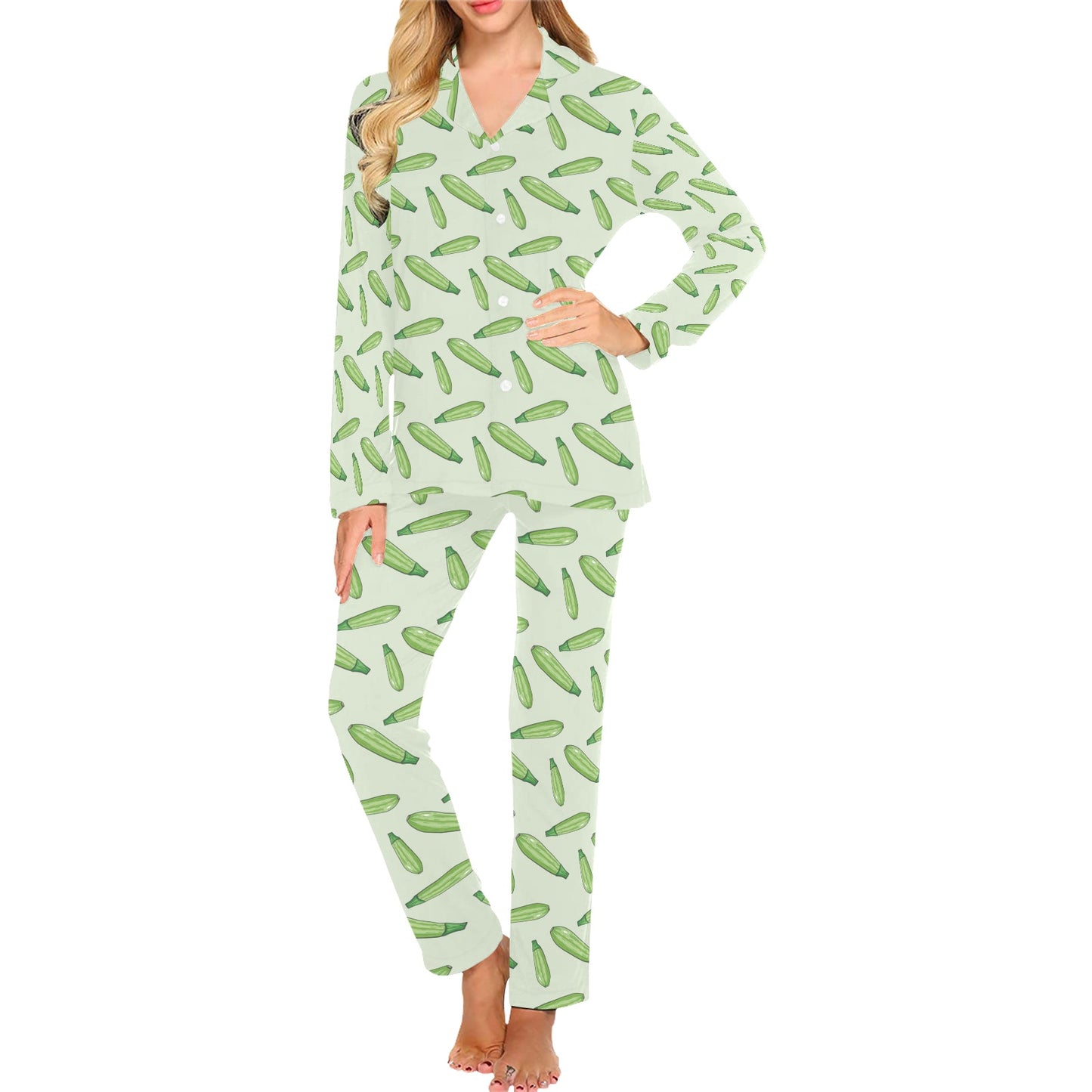 Zucchini Print Design LKS302 Women's Long Pajama Set