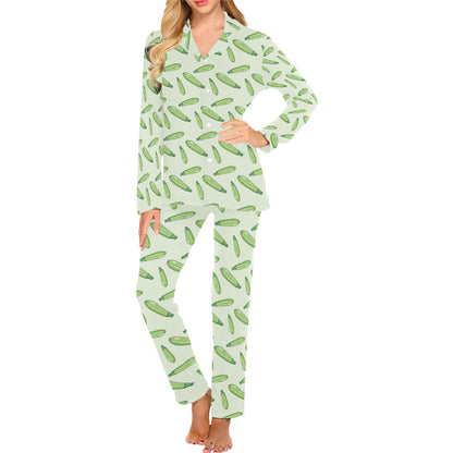 Zucchini Print Design LKS302 Women's Long Pajama Set