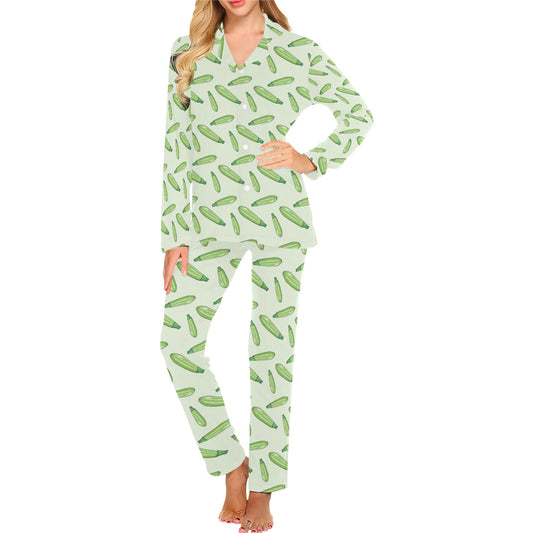 Zucchini Print Design LKS302 Women's Long Pajama Set