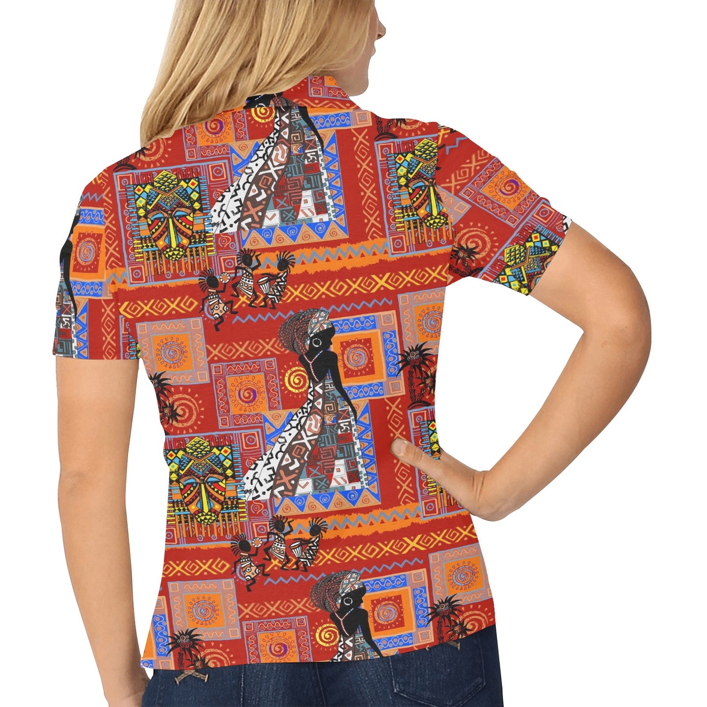African Print Pattern Women's Polo Shirt