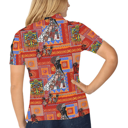 African Print Pattern Women's Polo Shirt