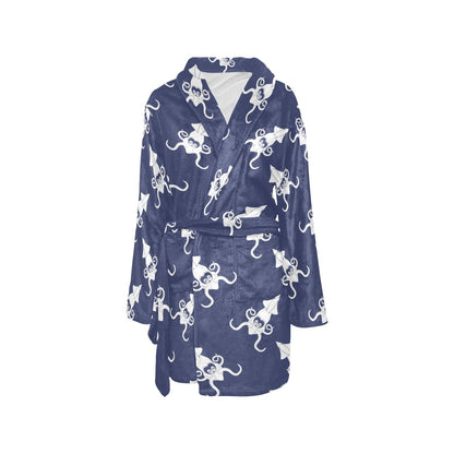 Giant Squid Pattern Print Design 02 Women's Fleece Robe