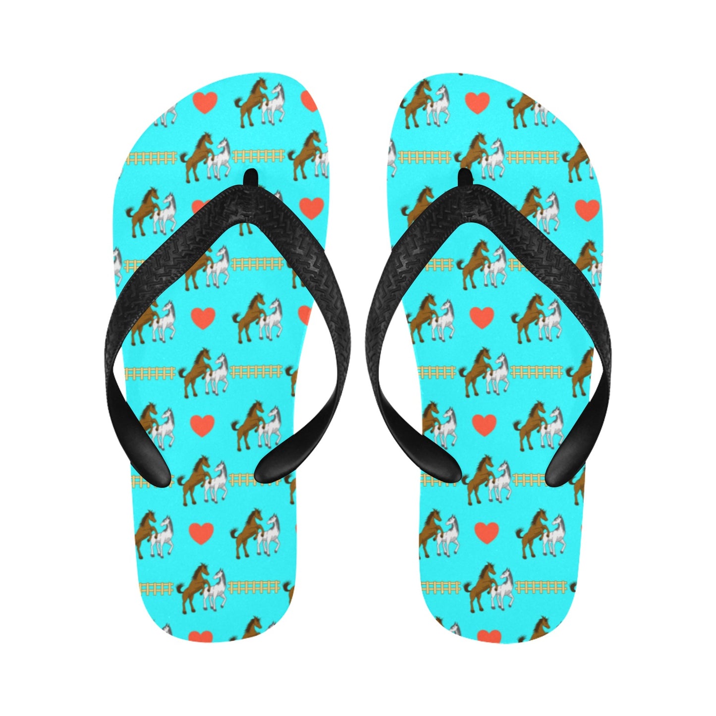 Horse Couple Love Print Design LKS309 Flip Flops
