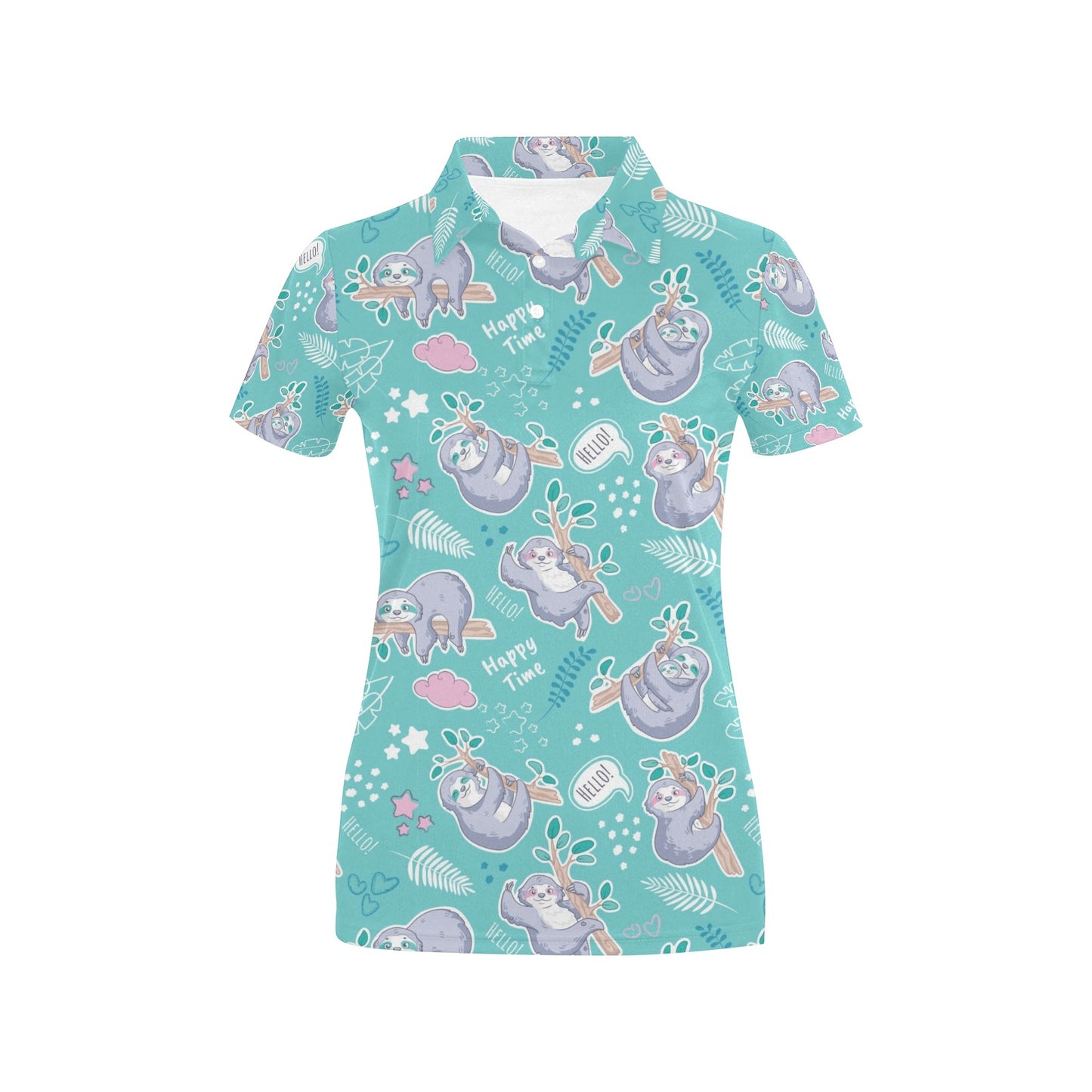 Sloth Print Design LKS309 Women's Polo Shirt