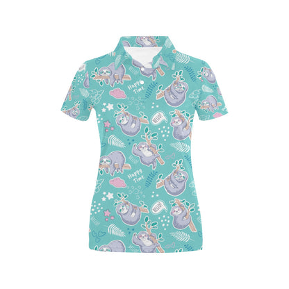 Sloth Print Design LKS309 Women's Polo Shirt