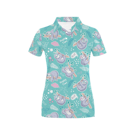 Sloth Print Design LKS309 Women's Polo Shirt
