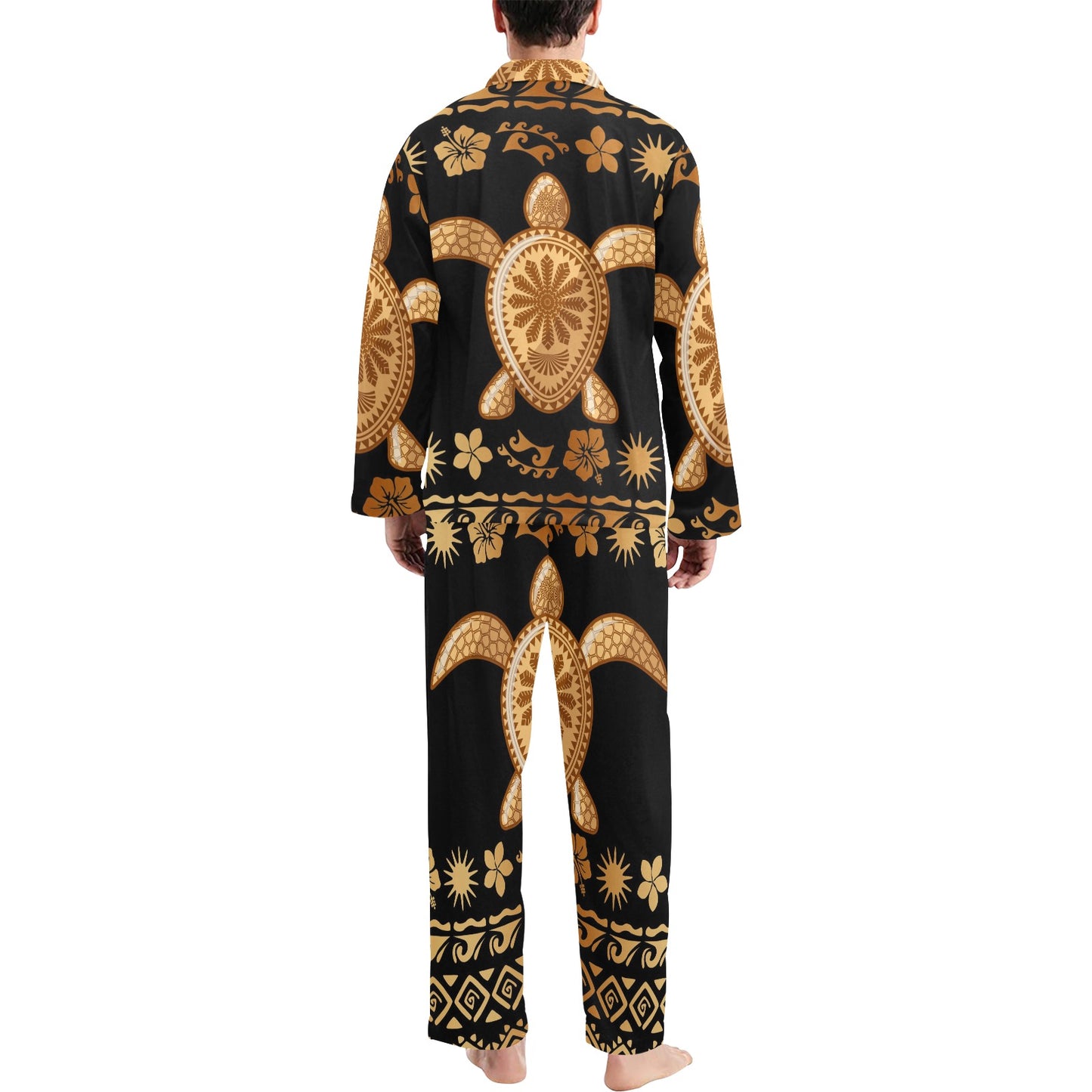 Tribal Sea turtle Polynesian Hawaiian Men's Long Pajama Set